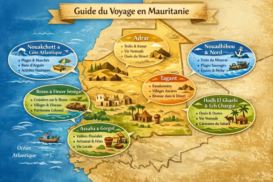 Carte touristique de la Mauritanie